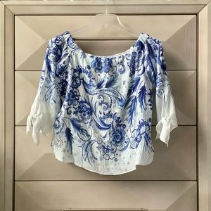 🛑SOLD🛑 BAILEY 44 TOP BLOUSE - BLUE AND WHITE - SIZE S